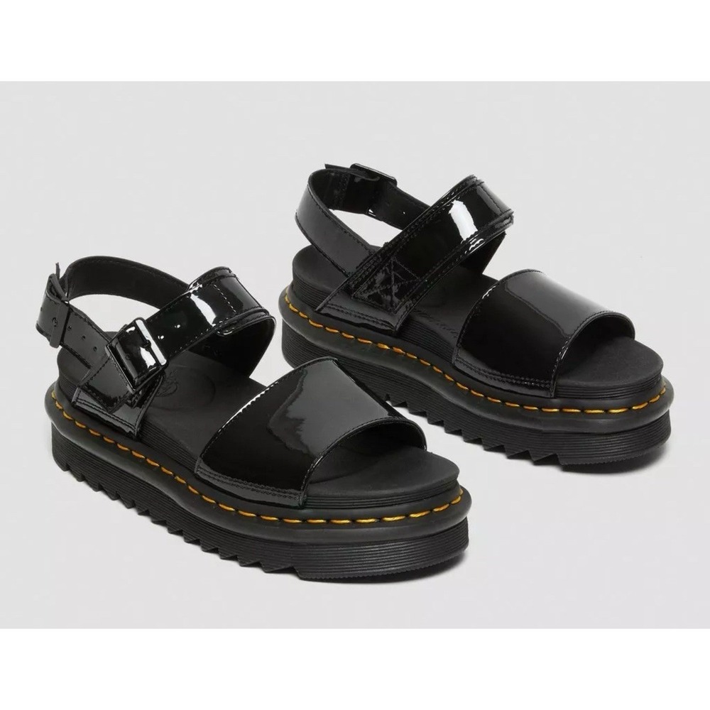 Dr Martens Voss Black Patent Leather Platform Sandals Women US 7 EU 38 UK‎ 5